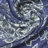 Blue Floral Rib Knit, Poly-Viscose — photo 1