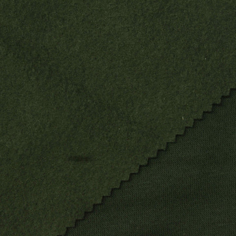 Brushed Cotton Polyester French Terry Fabric, 240 gsm, 165 cm — Green