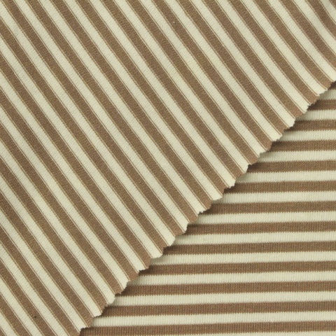 Brown Horizontal-Stripe Jersey Knit, Poly-Viscose