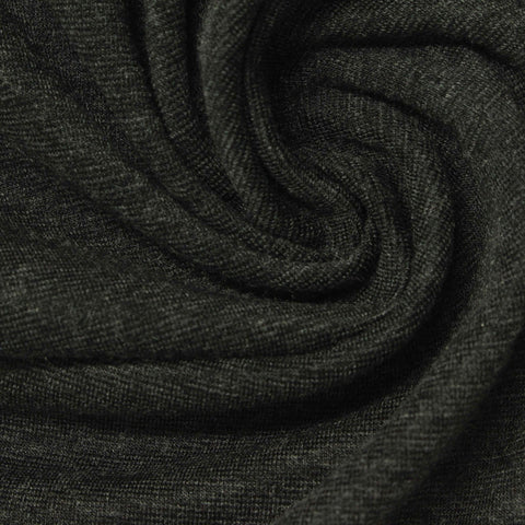 Dark Grey Marl Rib Knit, Poly-Viscose, 370 gsm
