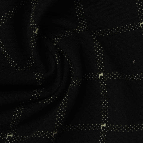 Black Check Interlock Knit, Polyester, 320 gsm
