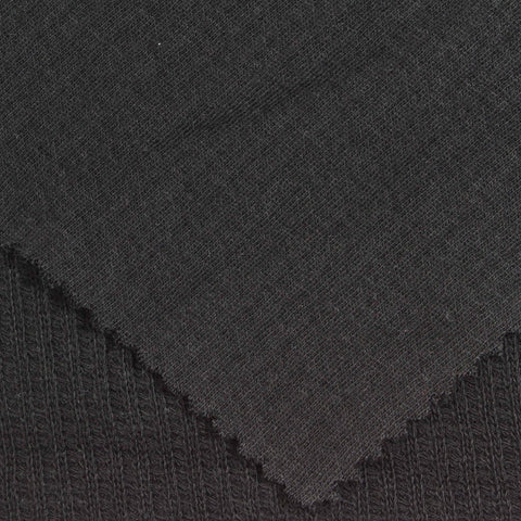 100% Cotton Rib Knit Fabric, 247 gsm, 135 cm — Black