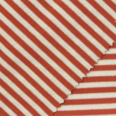 Terracotta Horizontal-Stripe Interlock Knit, Polyester