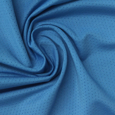 Polyester Stretch Birdseye Knit Fabric, 174 gsm, 154 cm — Blue