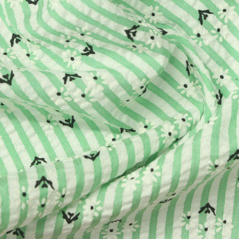 White Floral Seersucker, Polyester