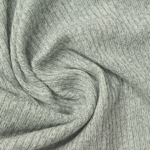 Grey Heather Rib Knit, Viscose-Poly