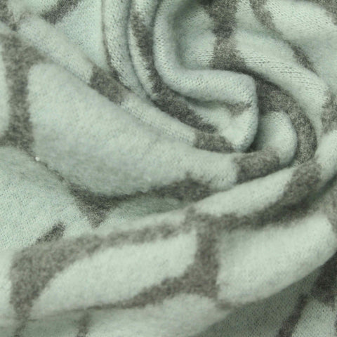 Light Green Abstract Interlock Knit, Polyester