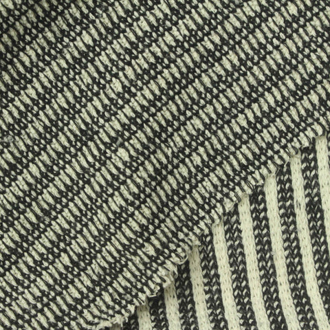 Black Vertical-Stripe Jersey Knit, Cotton-Poly, 290 gsm