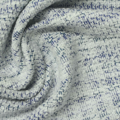 Jacquard Cotton Polyester Bouclé Fabric, 270 gsm, 165 cm — White