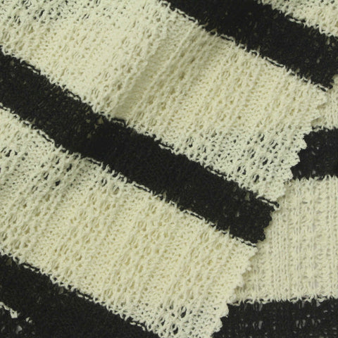 Black Horizontal-Stripe Rib Knit, Cotton-Poly, 240 gsm