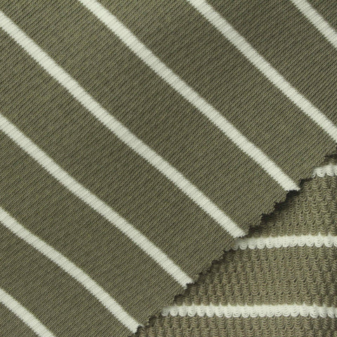 Olive Horizontal-Stripe French Terry, Cotton-Poly