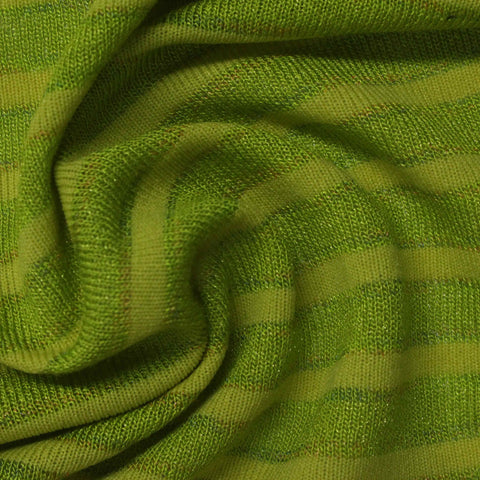 Green Horizontal-Stripe Knit, Viscose-Nylon