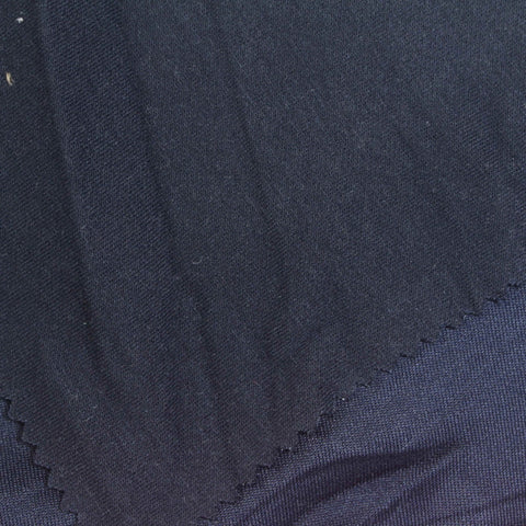 Polyester Cotton Stretch Scuba Knit Fabric, 350 gsm, 162 cm — Navy