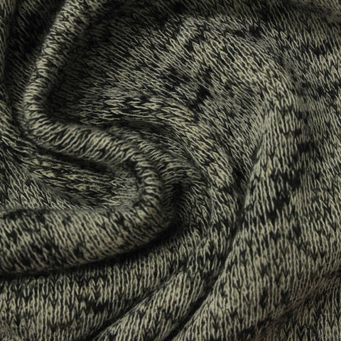 Black Marl French Terry, Cotton-Poly, 192 gsm