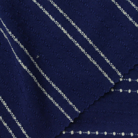 Navy Textured-Dot Jersey Knit, Polyester