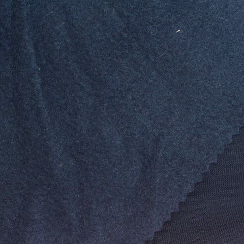 Brushed Cotton Polyester French Terry Fabric, 247 gsm, 172 cm — Navy