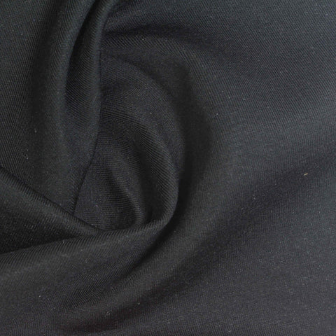 Viscose Polyester Stretch Scuba Knit Fabric, 213 gsm, 162 cm — Black
