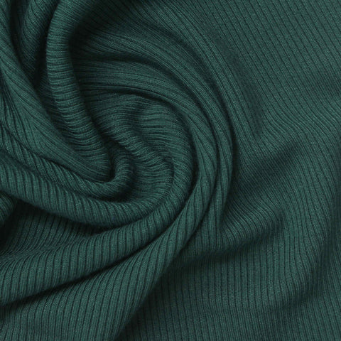 Modal Polyester Stretch Rib Knit Fabric, 410 gsm, 140 cm — Green
