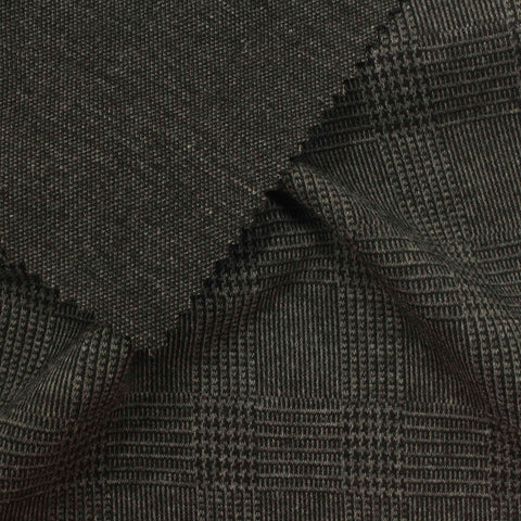 Dark Grey Subtle-Plaid Jacquard, Cotton-Poly
