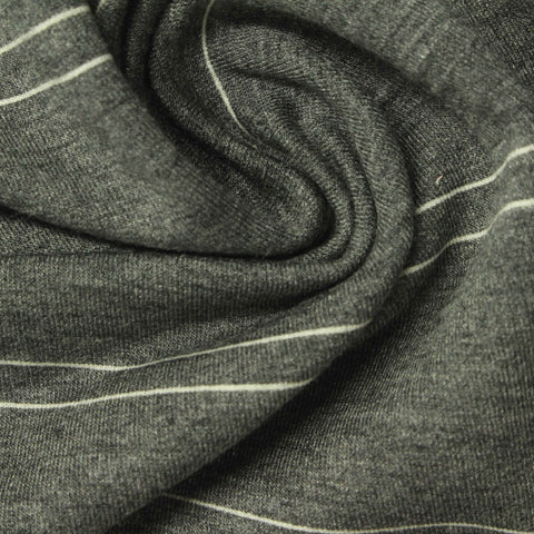 Light Grey Horizontal-Stripe French Terry, Poly-Viscose, 230 gsm
