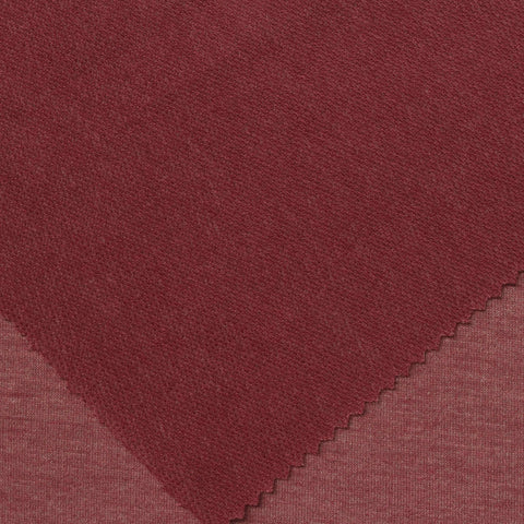 Heather Polyester Viscose Stretch French Terry Fabric, 210 gsm, 155 cm — Red