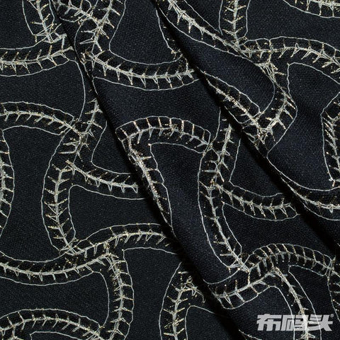 Jacquard 100% Polyester Satin Fabric, 145 gsm, 140 cm — Black