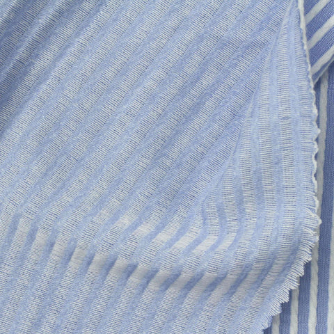 Blue Vertical-Stripe Jersey Knit, Poly-Viscose