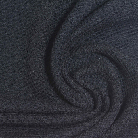 Black Textured Waffle Knit, Poly-Viscose