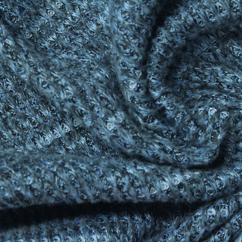 Dark Blue Heather Waffle Knit, Polyester