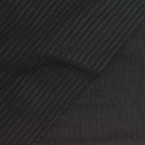 Viscose Stretch Rib Knit Fabric, 310 gsm, 124 cm — Black