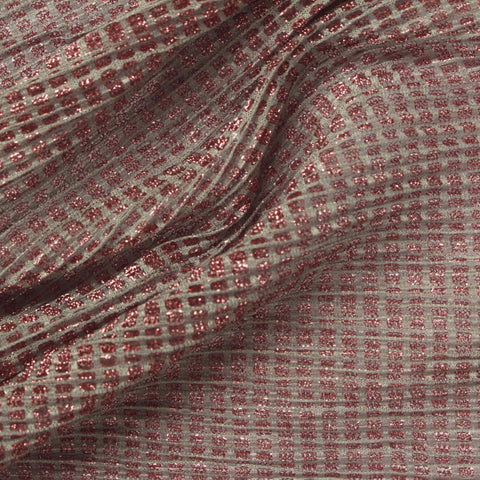 Light Grey Textured-Grid Jacquard, Poly-Metallic
