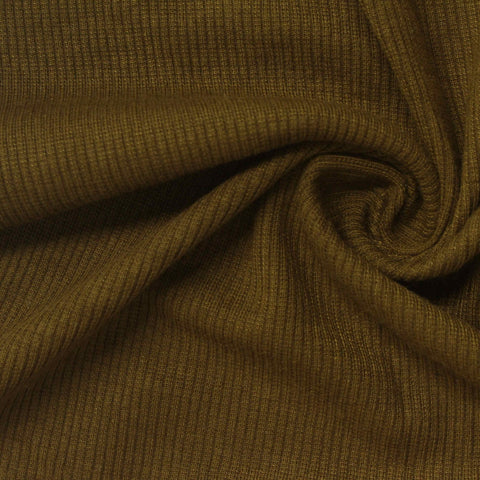 Polyester Stretch Rib Knit Fabric, 241 gsm, 128 cm — Khaki