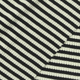 Black Horizontal-Stripe Rib Knit, Cotton, 275 gsm — photo 1