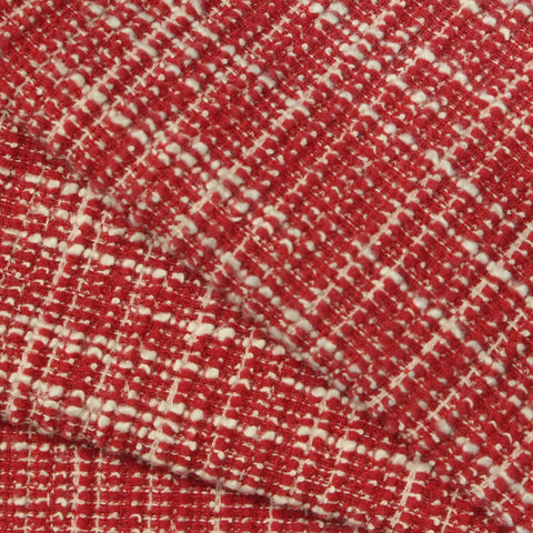 Red Textured-Check Bouclé, Polyester