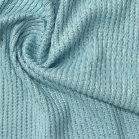 Polyester Stretch Rib Knit Fabric, 180 gsm, 163 cm — Blue