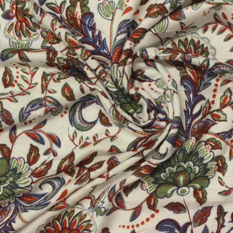 Green Bold-Floral Jersey Knit, Viscose, 150 gsm