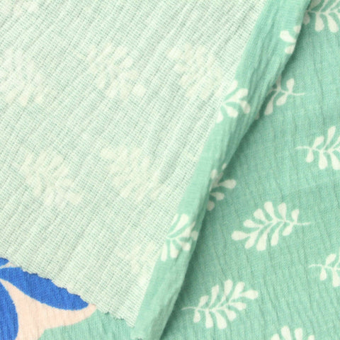 Blue Floral Crepe, Cotton-Nylon