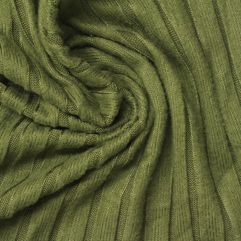 Olive Stripes Rib Knit, Polyester