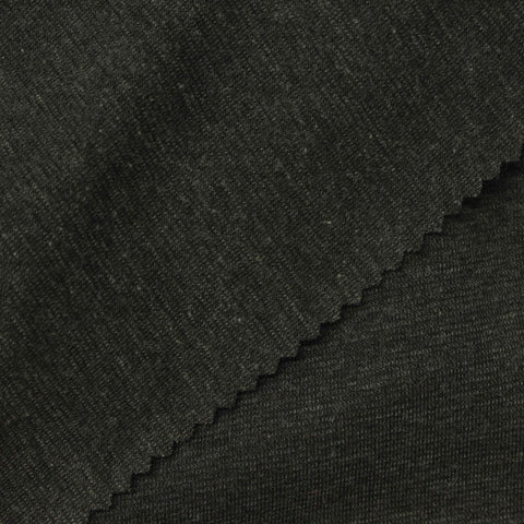 Dark Grey Marl Rib Knit, Cotton-Poly, 210 gsm