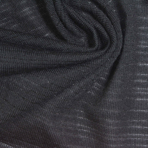 Light Grey Horizontal-Stripe Chunky Knit, Polyester, 190 gsm