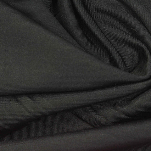 Polyester Stretch Sateen Fabric, 270 gsm — Black