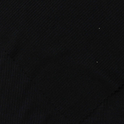 Polyester Viscose Rib Knit Fabric, 160 gsm — Black, ref EF-236470
