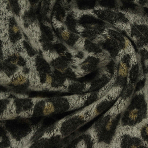 Grey Leopard Chunky Knit, Viscose-Poly