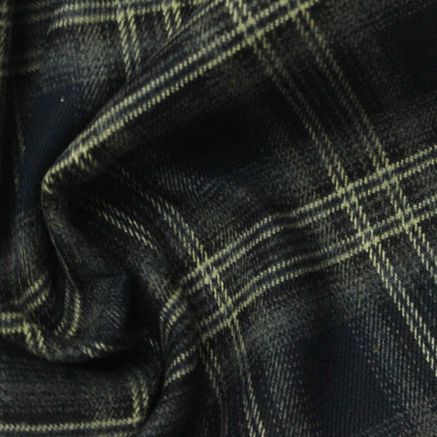 Dark Blue Plaid Woven, Poly-Viscose
