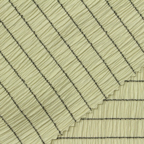 Black Horizontal-Stripe Crepe, Polyester, 130 gsm