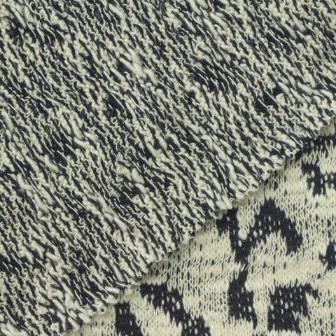 Black Abstract French Terry, Cotton-Poly, 272 gsm
