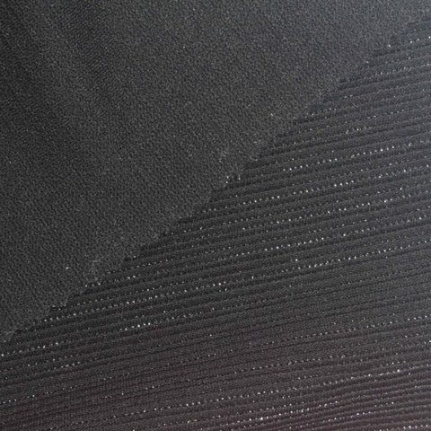 Black Horizontal-Stripe Knit, Polyester, 280 gsm