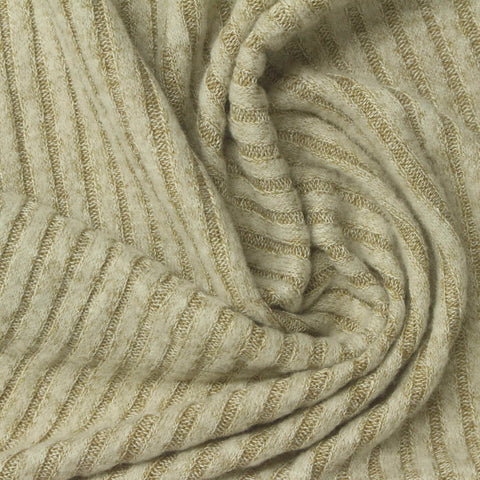 Beige Marl Rib Knit, Viscose-Poly