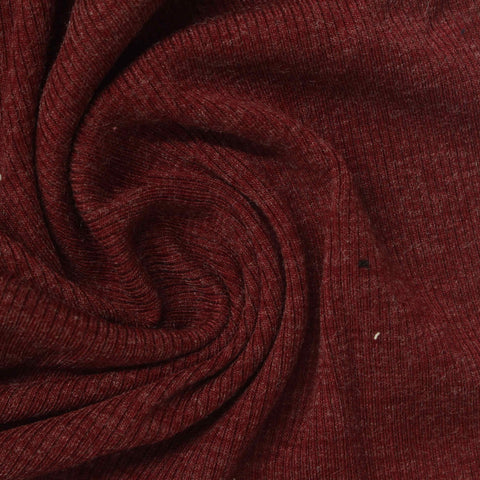 Red Marl Rib Knit, Poly-Viscose, 260 gsm
