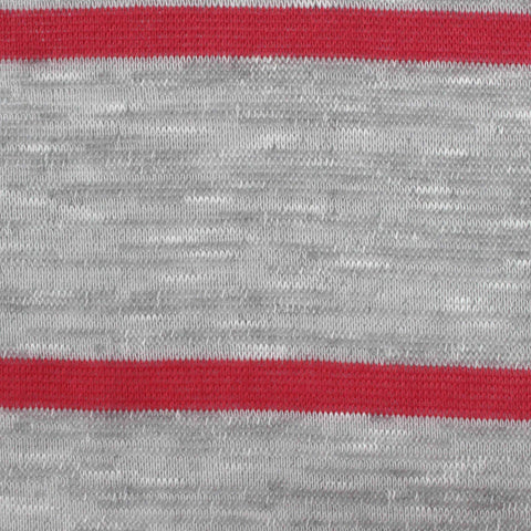 Red Horizontal-Stripe Jersey Knit, Poly-Viscose, 165 gsm